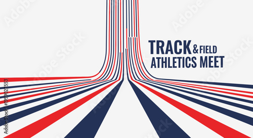 Athletic Track And Field Competition Announcement In Red, White, And Blue Design