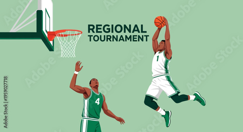 Basketball Action At Regional Tournament Depicting Athleticism, Skill, and Championship Ambition