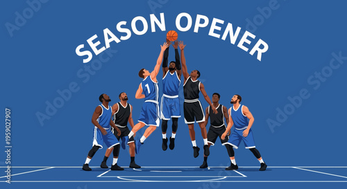 Basketball Season Opener Tip Off Action Dynamic Illustration