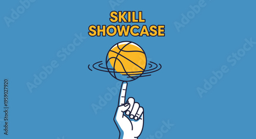 Basketball Skill Demonstration, Showing Mastery, Artistic Cartoon Design, Sport Concept