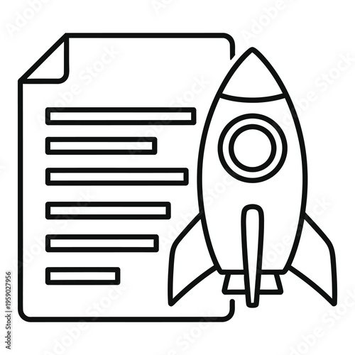 Line style icon of rocket launching a document to space  business concept icon