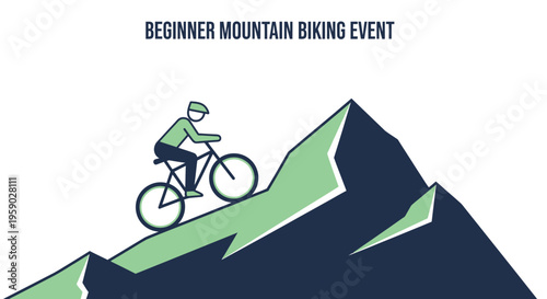 Beginner Mountain Biking Event: Cycling Adventure on Rugged Mountain Terrain Illustration