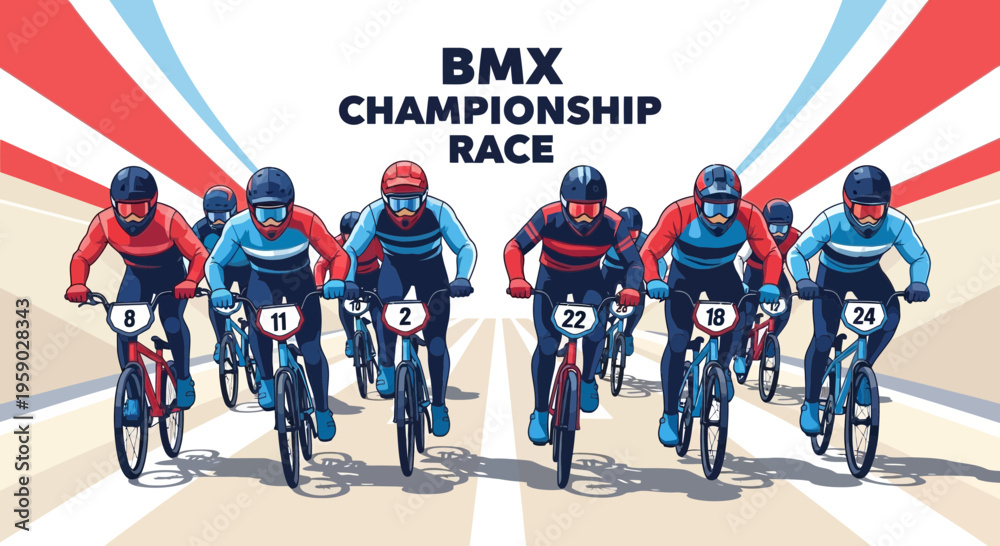 Obraz premium BMX Championship Race Athletes Competing In Intense Cycling Competition