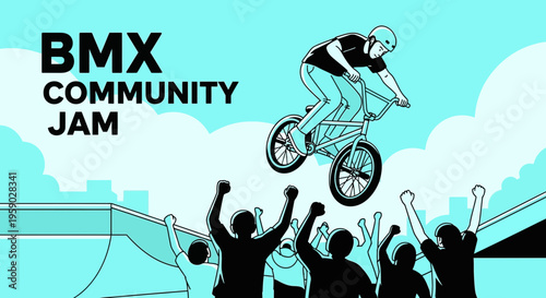 BMX Community Jam Illustration Depicting Excitement, Action, And Community Celebration