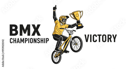 Bmx Championship Victory Celebration Trophy Presentation On Bike