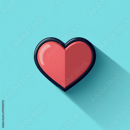 Red heart icon with shadow, minimalist design