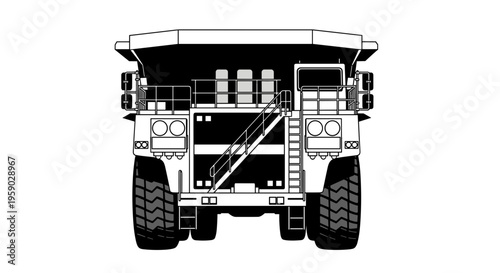 Rear view of a large mining dump truck illustration