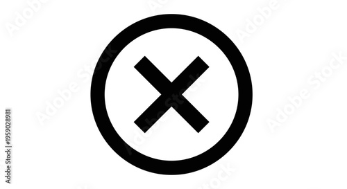 Black cross inside circle symbol isolated on white background