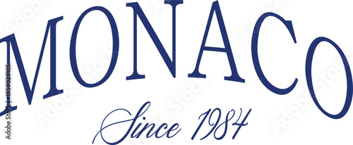 Monaco France fashion trending script sweater tee slogan Emblem t-shirt design Slogan Logo Graphic Vector. Tee shirt apparel print  University Badge style. Vector 