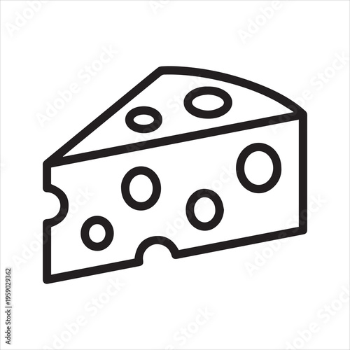 Swiss cheese or Emmental cheese line art icon for food apps and websites