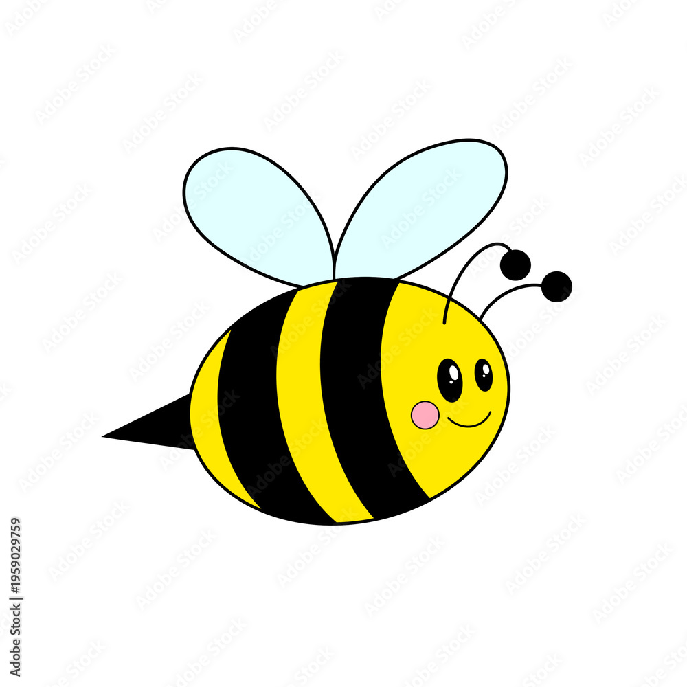 Obraz premium Round yellowed black bee clip art