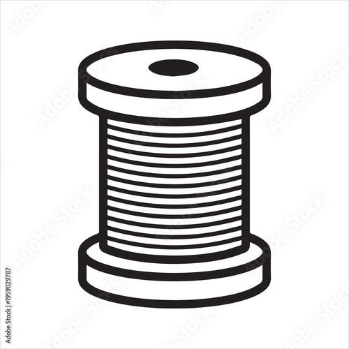 Roll of thread on spool line art vector icon for craft apps and websites
