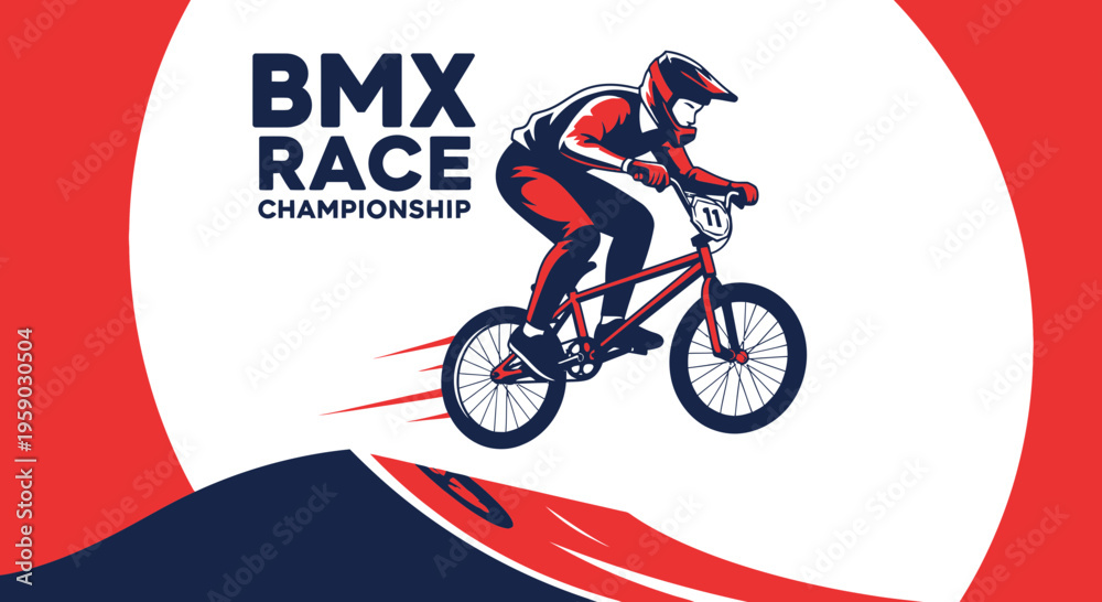 Obraz premium BMX Race Championship Dynamic Action Illustration Speeding Rider Event