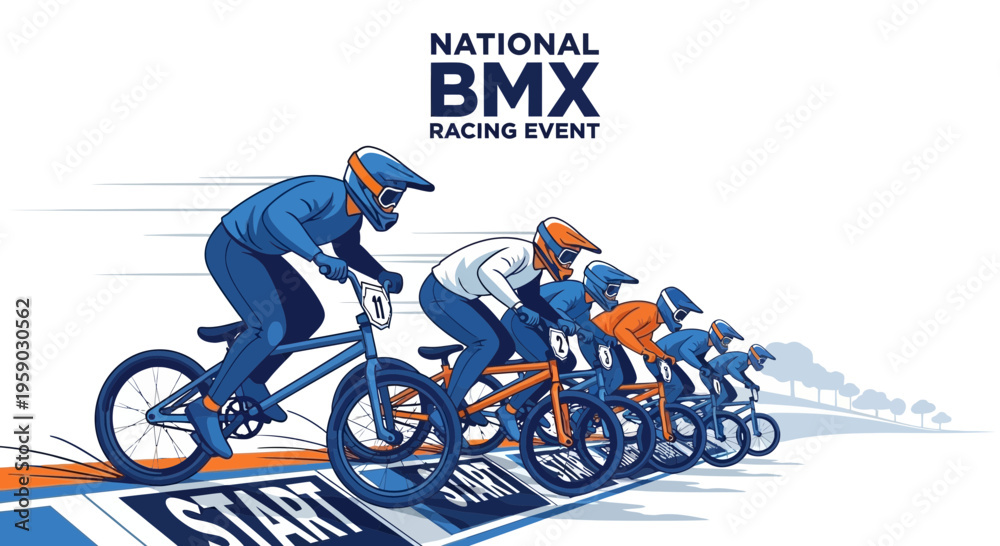Obraz premium BMX Racing Event: A Dynamic Illustration of Speed, Competition, and Adrenaline Rush