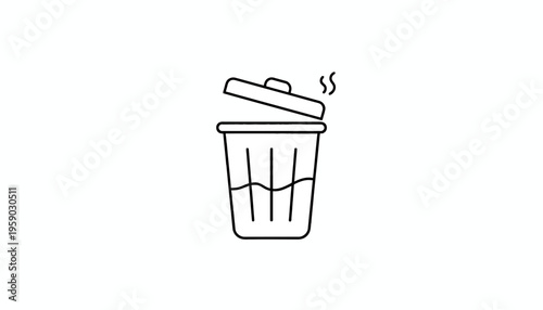 Trash Can Icon with Steam, Waste Disposal and Recycling Concept