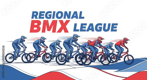 BMX Racing Competition Illustration Depicting Intense Cycling Action and Competitive Spirit