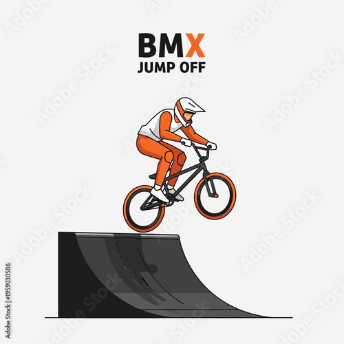 BMX Rider Executes Aerial Stunt Off Ramp, Demonstrating Skill and Precision in Motion