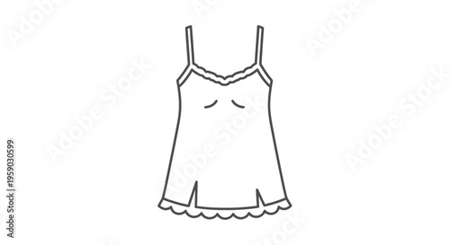 Simple Line Drawing of a Lace Trimmed Camisole or Nightgown