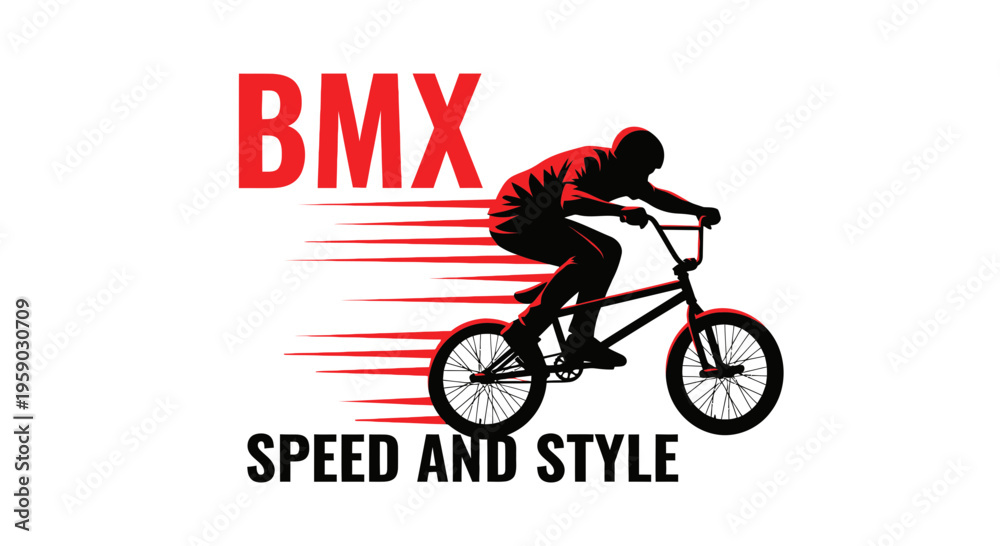 Fototapeta premium BMX Speed And Style Dynamic Action Silhouette Graphic