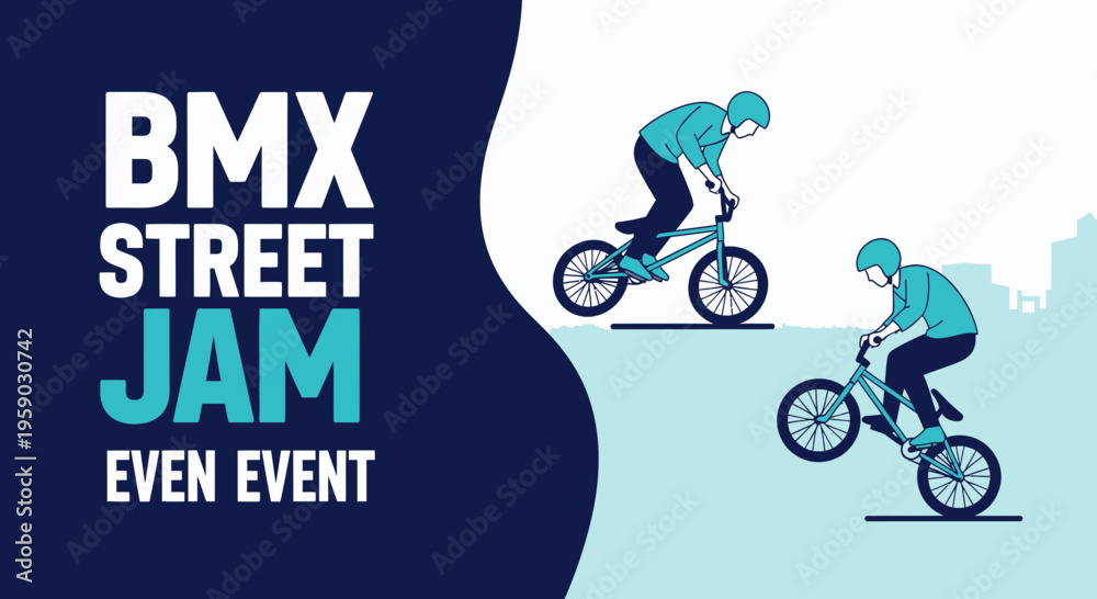 Fototapeta premium Bmx Street Jam Event Vibrant Graphic Design For Extreme Sports Promotion