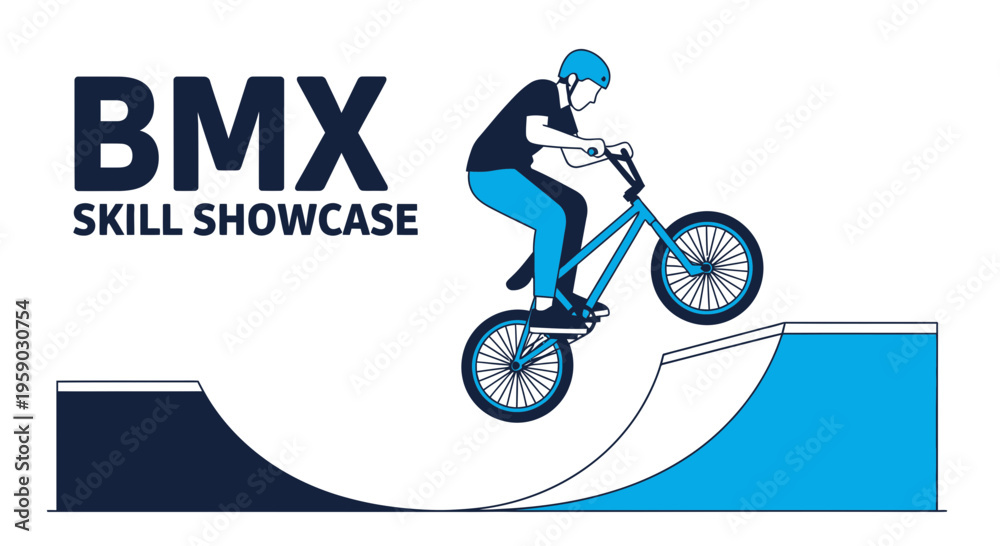 Naklejka premium BMX Stunt Performer Showcasing Skillful Bike Maneuvers Over Ramp for Skill Exhibition