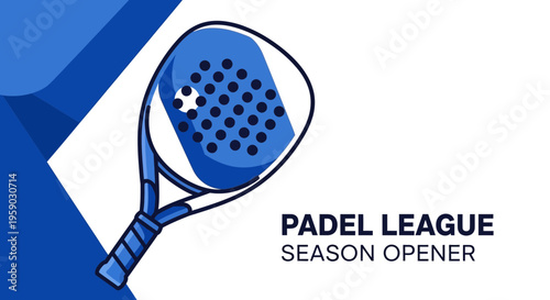 Bold Padel League Design Showcasing Season Opener With Dynamic Blue and White Graphics