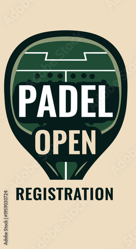 Bold Padel Open Tournament Announcement Graphic with Sporty Design for Registration Promotion