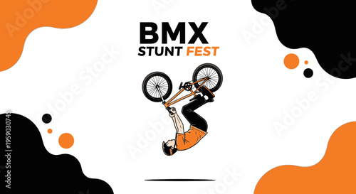 BMX Stunt Fest Illustration Showcasing High-Flying Action and Extreme Cycling Thrills