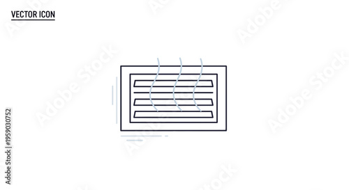 Ventilation grille with air flow icon, vector illustration