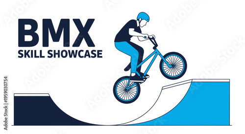 BMX Stunt Performer Showcasing Skillful Bike Maneuvers Over Ramp for Skill Exhibition