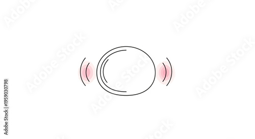 Vibrating Circle Icon with Sound Waves and Red Glow Effect
