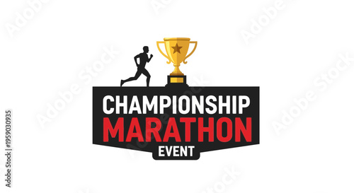 Championship Marathon Event Concept Featuring Trophy and Runner Silhouette Design