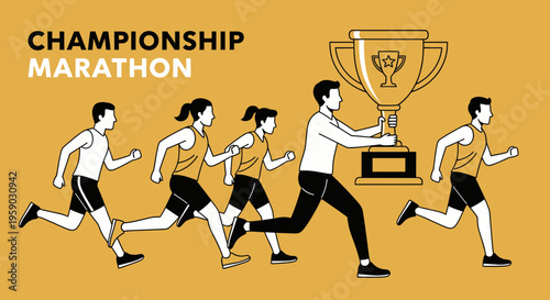 Championship Marathon Race Victory Celebration With Trophy