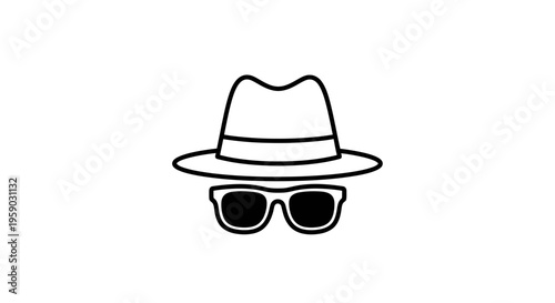 Anonymous Incognito Spy Agent Hat Sunglasses Disguise Icon