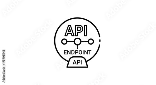 API Endpoint Connection Icon: Network Data Exchange and Software Integration