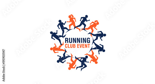Circular Runner Silhouette Design For A Running Club Event In Motion Style
