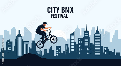 City BMX Festival Event: A High-Flying Stunt Performance Against Urban Backdrop