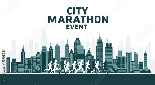 City Marathon Event Runners Against A Skyline