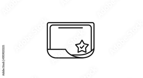 Certificate with Star and Checkmark Icon, Award Document, Success Symbol