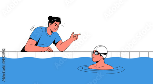 Coach Instructing Swimmer poolside Coaching And Guidance