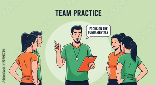 Coaching Session Emphasizing Fundamental Skills for Team Success