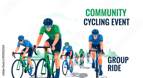 Community Cycling Event Featuring Group Ride With Energetic Cyclists in Summer