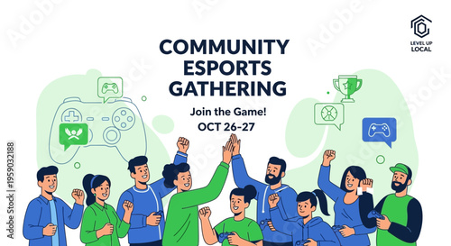 Community Esports Gathering Event Illustrative Banner for Gamers and Video Game Enthusiasts