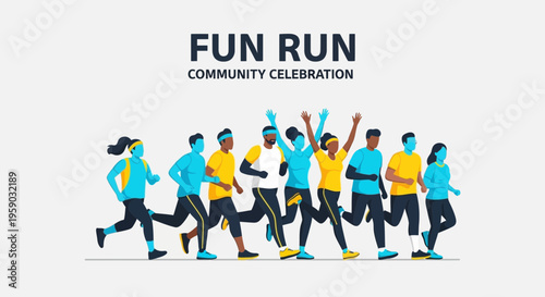 Community Fun Run: A Diverse Group Of People Participating In A Fitness Event