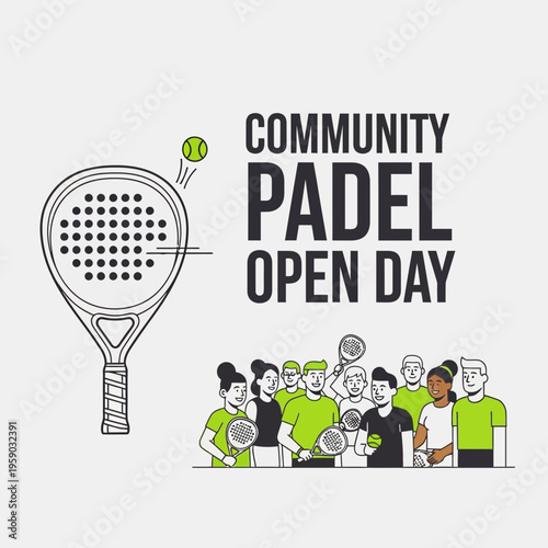 Community Padel Open Day Celebration Sports Event Illustration