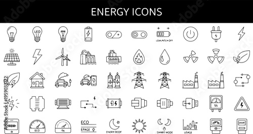 Collection of various energy icons.