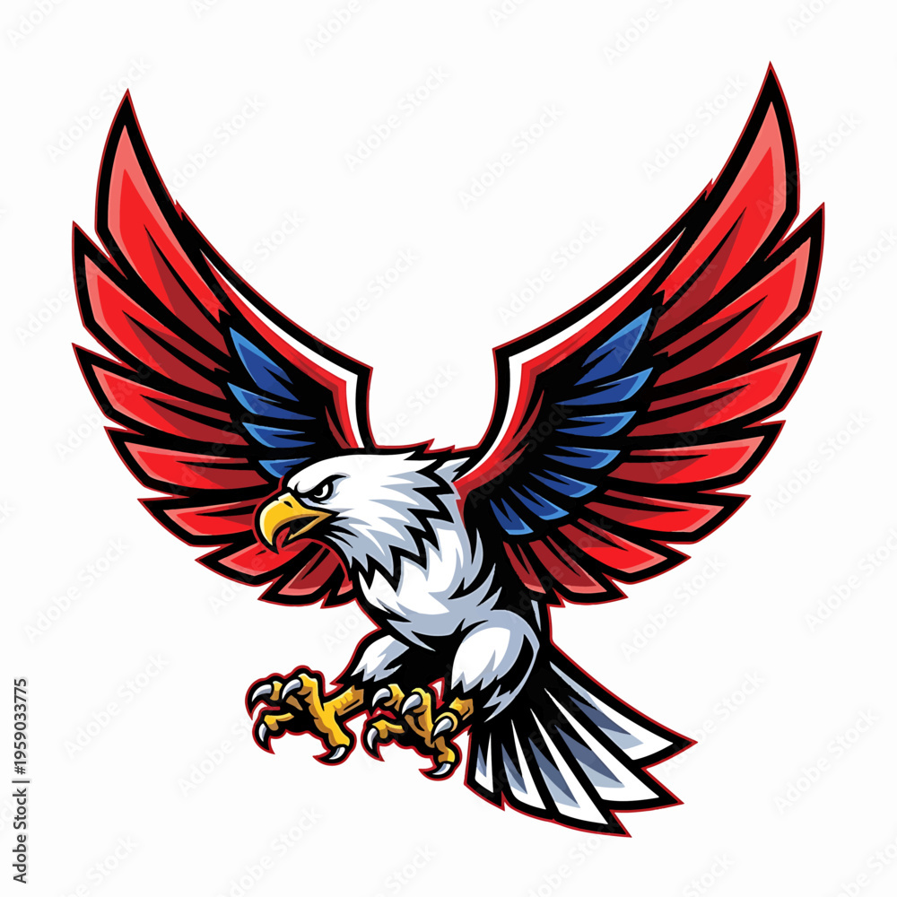Fototapeta premium Dynamic Eagle with Outstretched Wings Illustration.