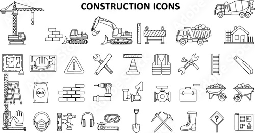Construction icons and symbols set.