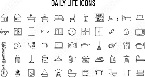 Daily Life Icons and Symbols.