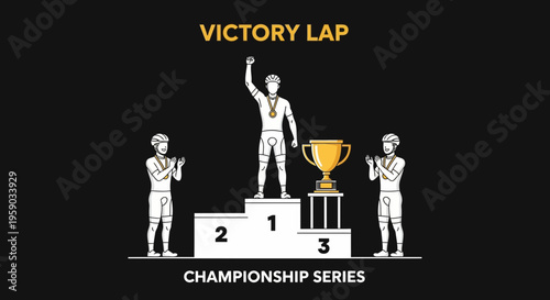 Cyclist Celebrates Victory On Podium After Winning Championship Series With Applause
